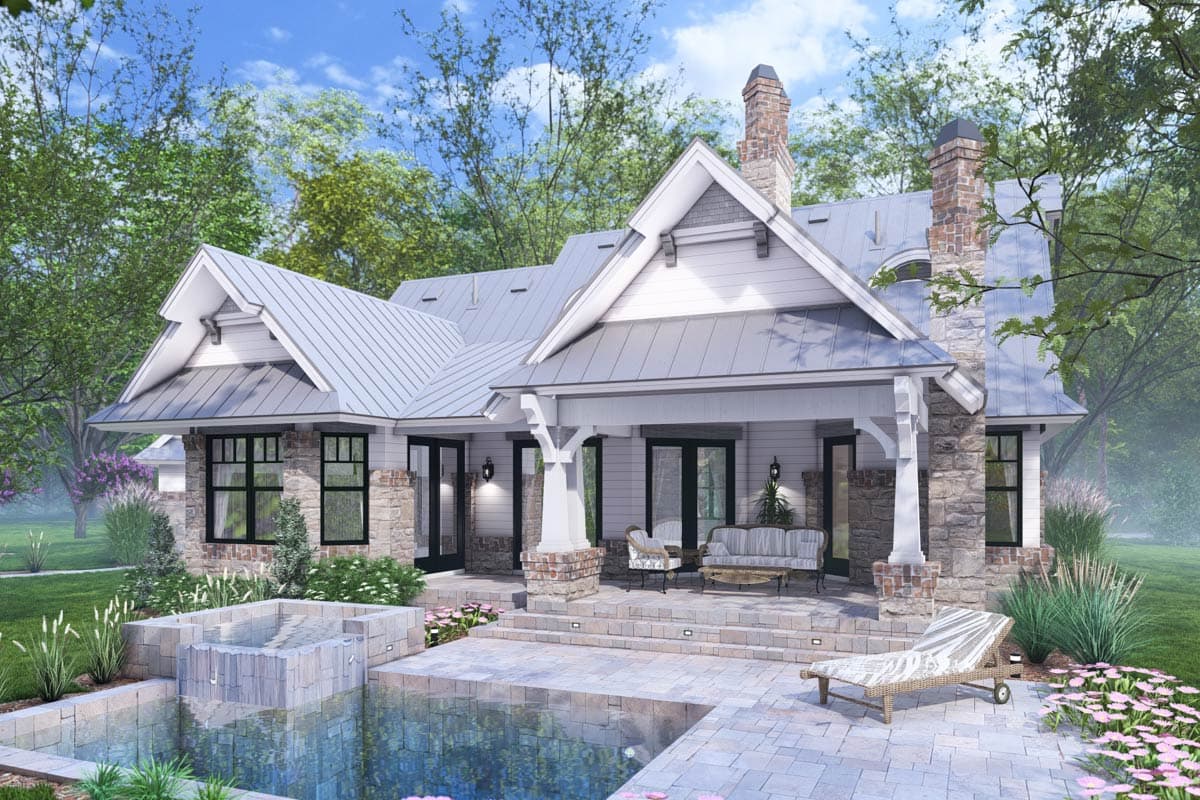 Plan 16941WG: 3-Bed Craftsman Cottage with Bonus Room and Detached 2-Car Garage - Image #9 - Cottage, Craftsman, Rustic