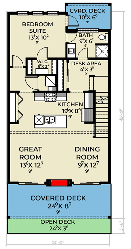 Plan 280227JWD: Modern 3-Bedroom Urban House Plan with Office and Dual Decks - Floor Plan - 2nd Floor - Contemporary, Modern, Northwest