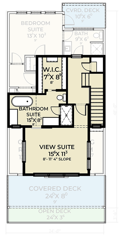 Plan 280227JWD: Modern 3-Bedroom Urban House Plan with Office and Dual Decks - Floor Plan - 3rd Floor - Contemporary, Modern, Northwest