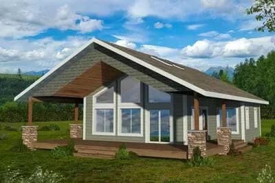 Striking Mountain Ranch with Skylit Great Room and Wraparound Porch