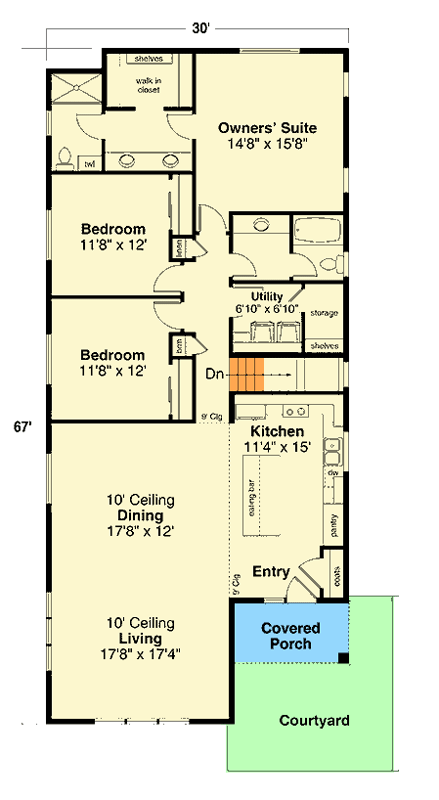 Plan 720117DA: Prairie-Style House Plan with Open Concept Great Room - 1947 Sq Ft - Floor Plan - Main Level - Prairie, Traditional