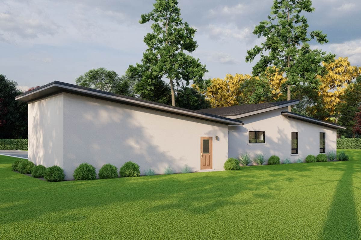 Plan 70924MK: 3-Bed Mid-Century Modern Ranch House Plan with Workshop Garage - Image #6 - Mid Century Modern, Modern, Ranch