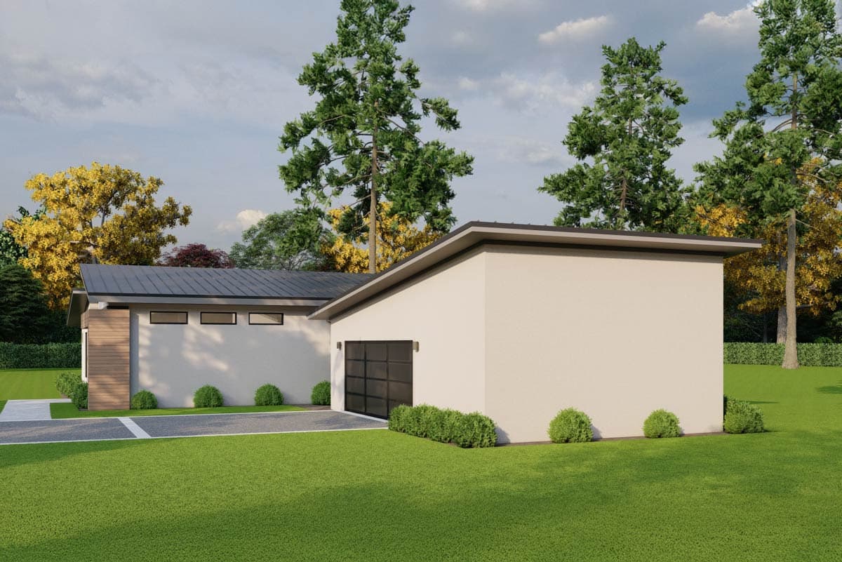 Plan 70924MK: 3-Bed Mid-Century Modern Ranch House Plan with Workshop Garage - Image #7 - Mid Century Modern, Modern, Ranch