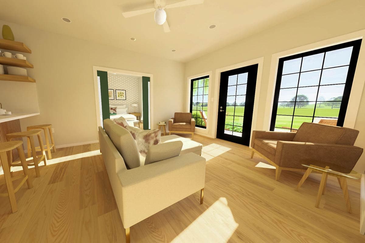 Plan 67843MG: Single Bed Cottage House Plan with Home Office or Flex Space - 800 Sq Ft - Image #13 - Cottage