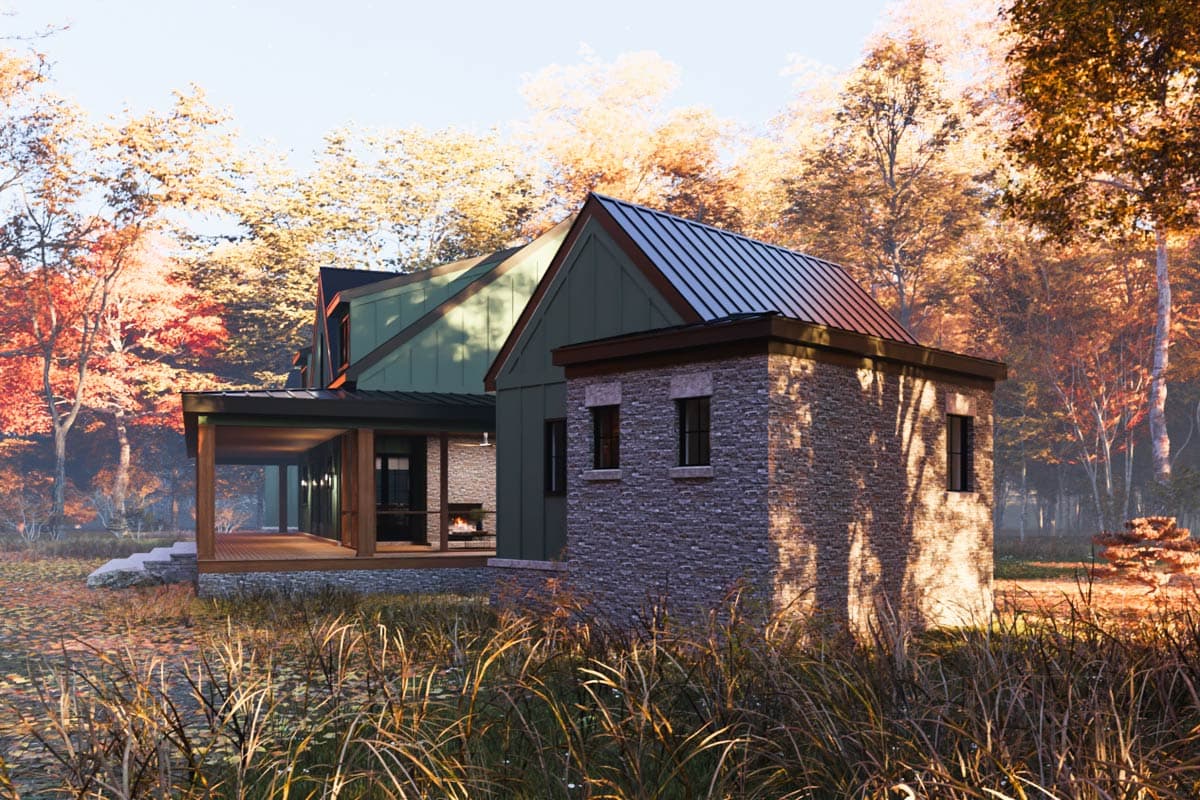 Plan 865025SHW: Modern Farmhouse with Angled Garage and Two-Story Great Room - Image #6 - Country, Farmhouse, Modern Farmhouse, Ranch, Traditional, Transitional