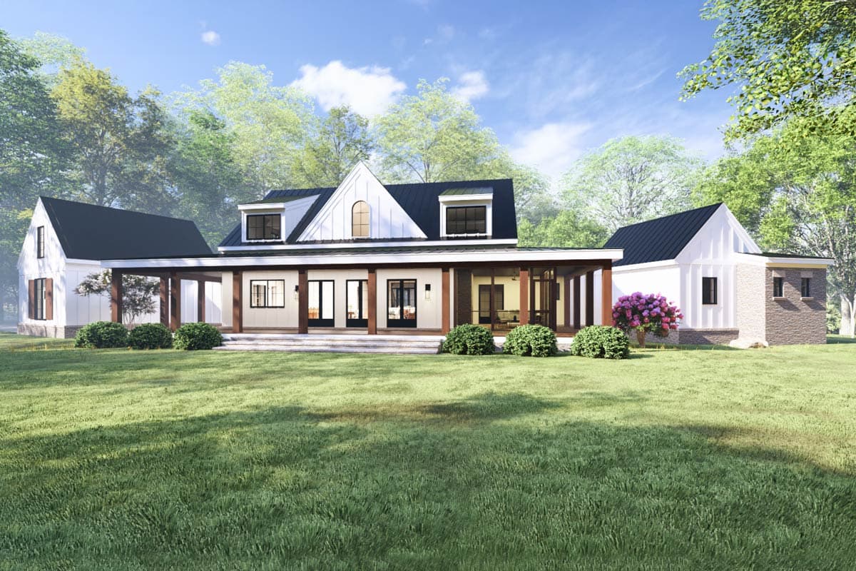Plan 865025SHW: Modern Farmhouse with Angled Garage and Two-Story Great Room - Image #7 - Country, Farmhouse, Modern Farmhouse, Ranch, Traditional, Transitional