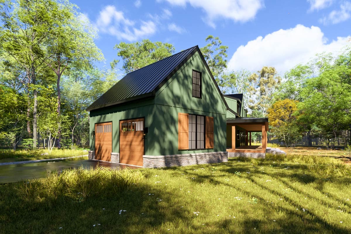 Plan 865025SHW: Modern Farmhouse with Angled Garage and Two-Story Great Room - Image #8 - Country, Farmhouse, Modern Farmhouse, Ranch, Traditional, Transitional