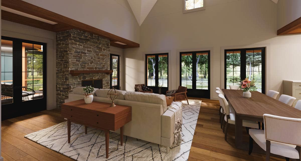 Plan 865025SHW: Modern Farmhouse with Angled Garage and Two-Story Great Room - Image #11 - Country, Farmhouse, Modern Farmhouse, Ranch, Traditional, Transitional