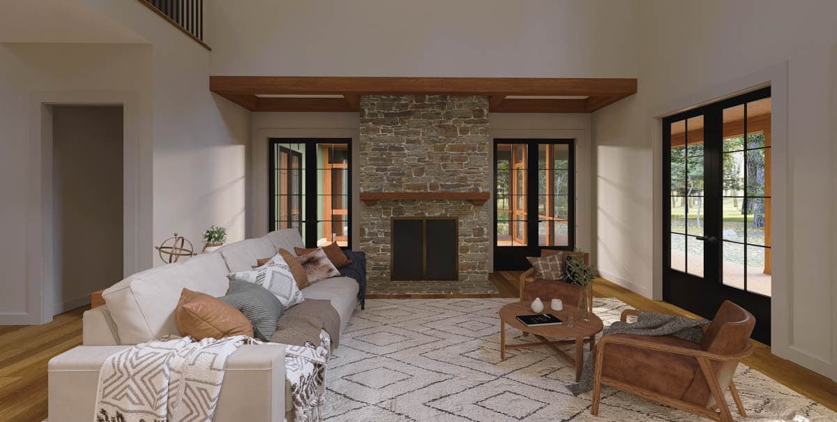 Plan 865025SHW: Modern Farmhouse with Angled Garage and Two-Story Great Room - Image #13 - Country, Farmhouse, Modern Farmhouse, Ranch, Traditional, Transitional