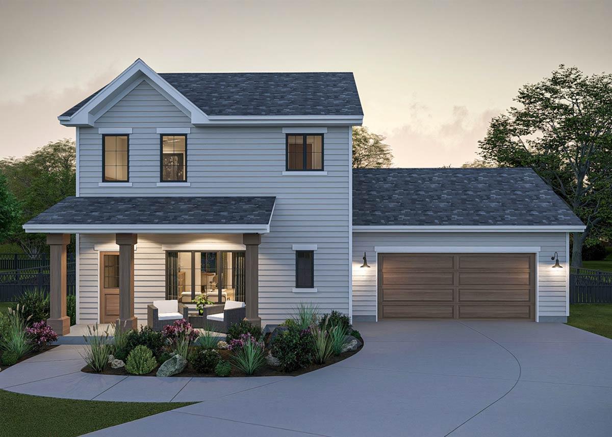 Plan 623517DJ: Two-Story 3-Bed Traditional House Plan with Spacious 2-Car Garage - 1478 Sq Ft - Image #7 - Traditional
