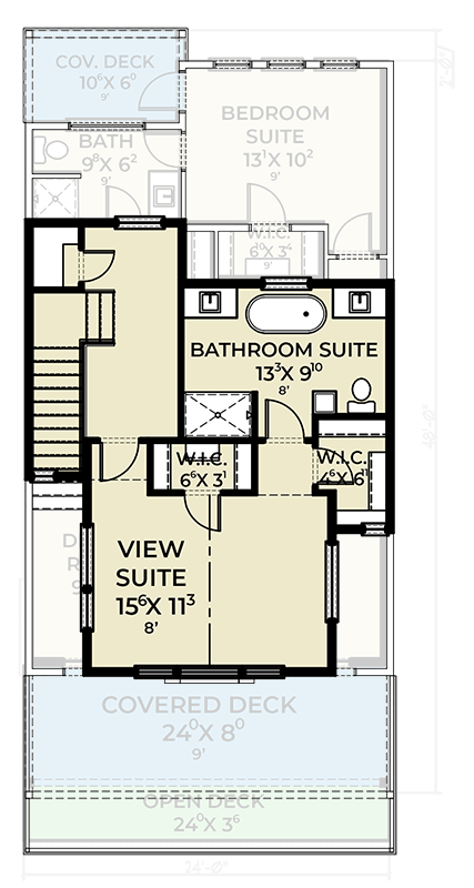 Plan 280236JWD: Narrow Three-Story Contemporary Modern House Plan with Office and Dual Decks - Floor Plan - 3rd Floor - Contemporary, Northwest