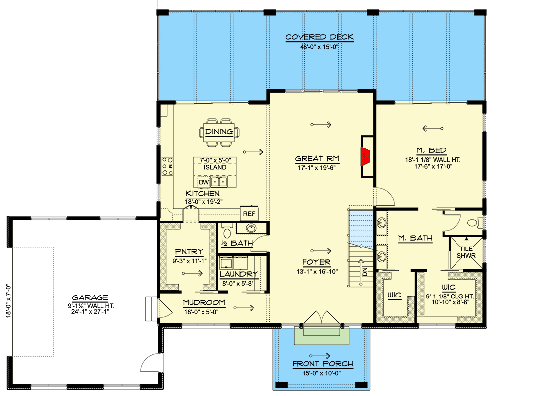 Plan 135359GRA: Contemporary Mountain House Plan with Finished Lower Level - 3336 Sq Ft - Floor Plan - Main Level - Contemporary, Mountain