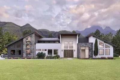 Contemporary One-Story Home Plan with Scullery and Home Office