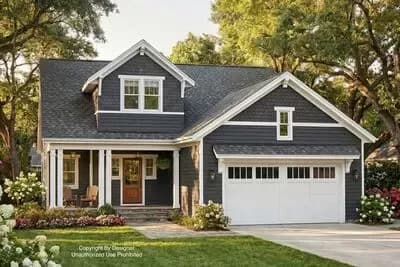 Two-Story 3-Bedroom Country House Plan with Upstairs Loft