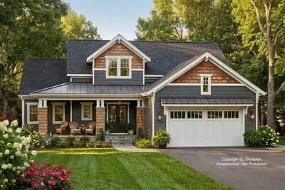 Traditional 4 Bed House Plan with Main Level Primary and Covered Porches