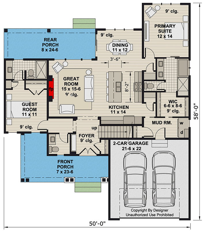 Plan 140015RK: Charming New American House Plan with 4 Beds, Main-Level Primary Suite - Floor Plan - Main Level - Country, New American, Traditional