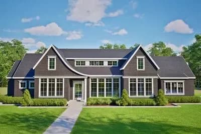 Shingle-Style 4-Bedroom House Plan with Vaulted Ceilings and Outdoor Living