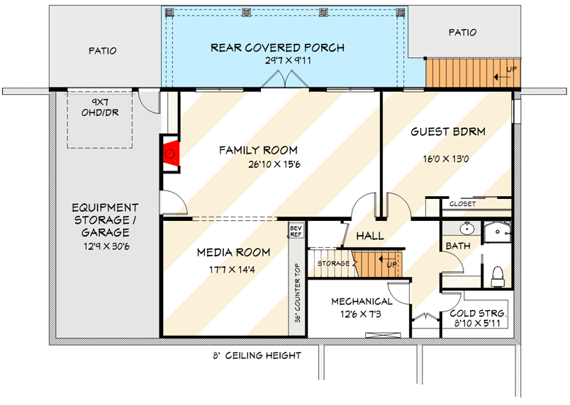 Plan 28951JJ: Modern Farmhouse-Style Lake House Plan with Loft and Walkout Basement - 2000 Sq Ft - Floor Plan - Lower Level - Optionally Finished Walkout Basement - Craftsman, Modern Farmhouse, New American, Traditional