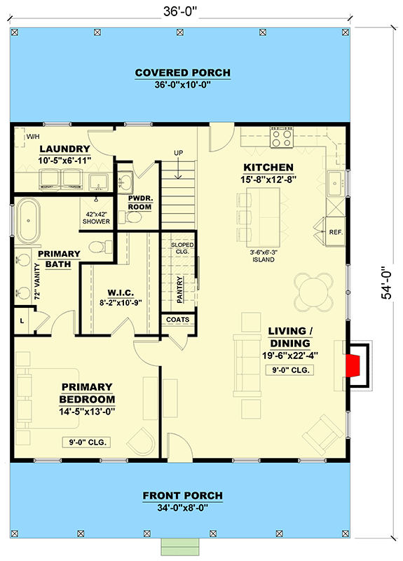 Plan 810038RBT: Two-Story Modern Farmhouse Plan with Flex Room or Office Space - 2050 Sq Ft - Floor Plan - Main Level - Farmhouse, Modern Farmhouse