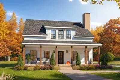 Two-Story Modern Farmhouse Plan with Flex Room or Office Space - 2050 Sq Ft