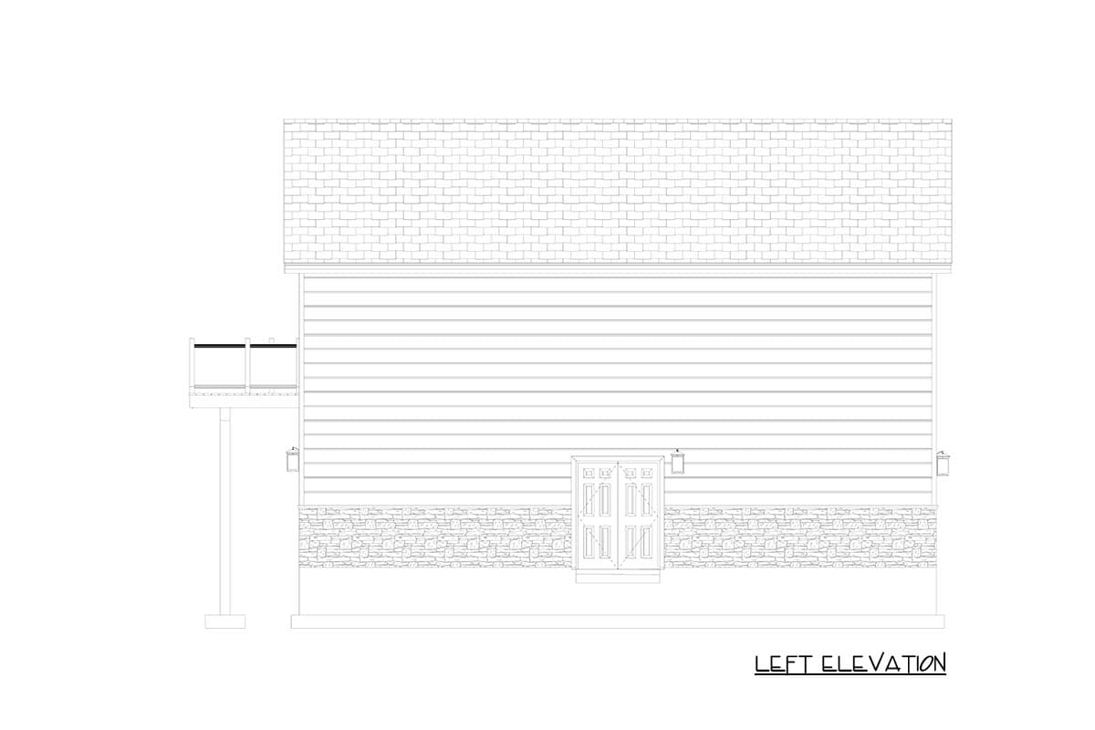 Plan 61637UT: Stylish One-Bedroom Garage Apartment with 4-Car Capacity - Image #11 - Traditional