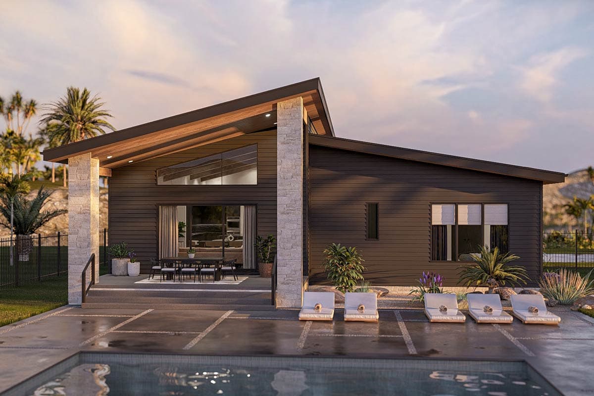 Plan 623519DJ: Single-Story Modern House Plan with Home Office - 2613 Sq Ft - Image #6 - Mid Century Modern, Modern