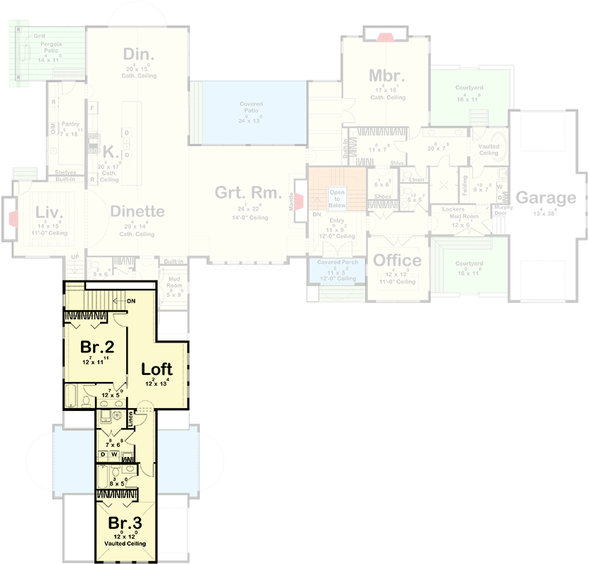 Plan 623520DJ: 3-Bedroom European-Style House Plan with  Loft and Home Office - 4589 Sq Ft - Floor Plan - 2nd Floor - European