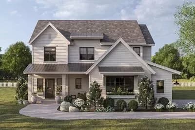 Two-Story Modern Farmhouse Plan with Pocket Office - 2250 Sq Ft
