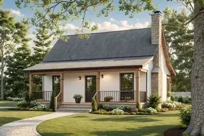 1-Bedroom ADU Cottage House Plan Under 600 Sq Ft