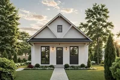 Narrow 1-Bed ADU Cottage House Plan with Vaulted Great Room