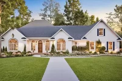 Elegant One-Story Traditional Brick House with Split Bedrooms and Rear Porch