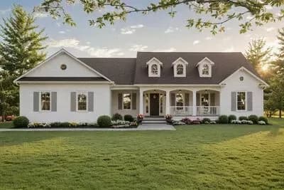 Inviting Modern Farmhouse with Vaulted Ceilings and Spacious Porches