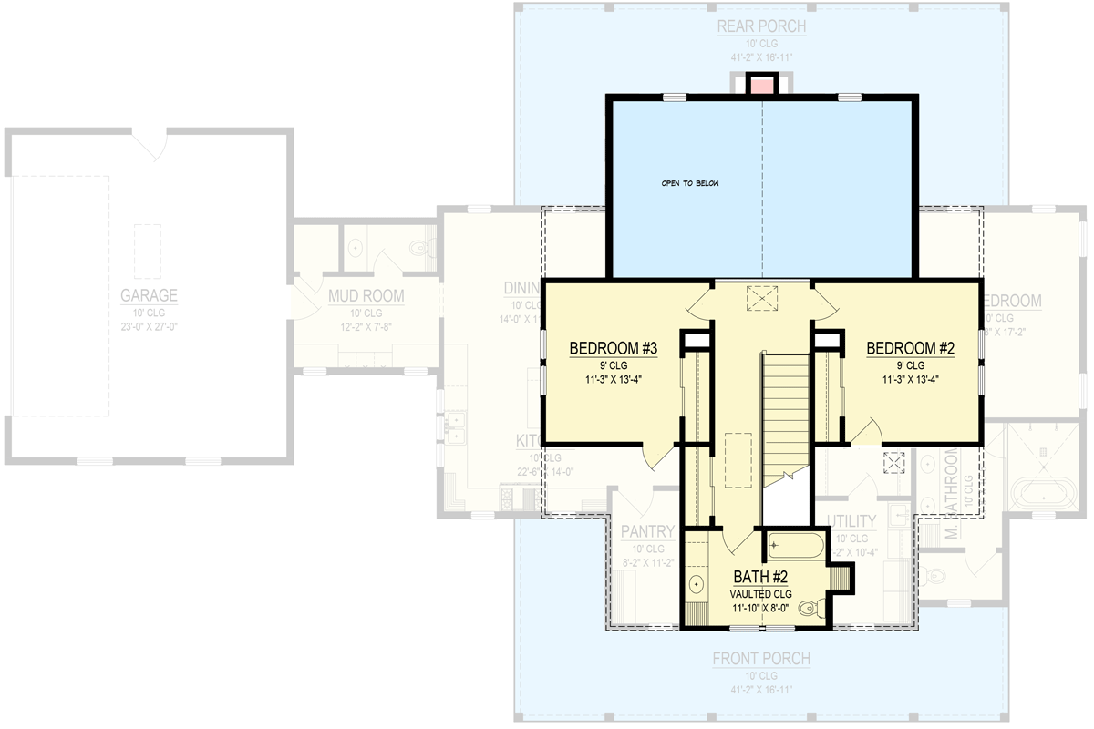 Plan 170010ADS: Modern Farmhouse Plan with Vaulted Living Room and Split Bedroom Layout - Floor Plan - 2nd Floor - Country, Farmhouse, Modern Farmhouse