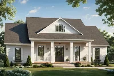 Charming Country House Plan with Spacious Porch