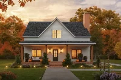 4-Bedroom Modern Farmhouse Plan with Great Room and Covered Porch