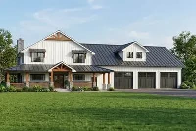 Alluring 3-Bed Barndominium House Plan with 2-Story Great Room - 3115 Sq Ft