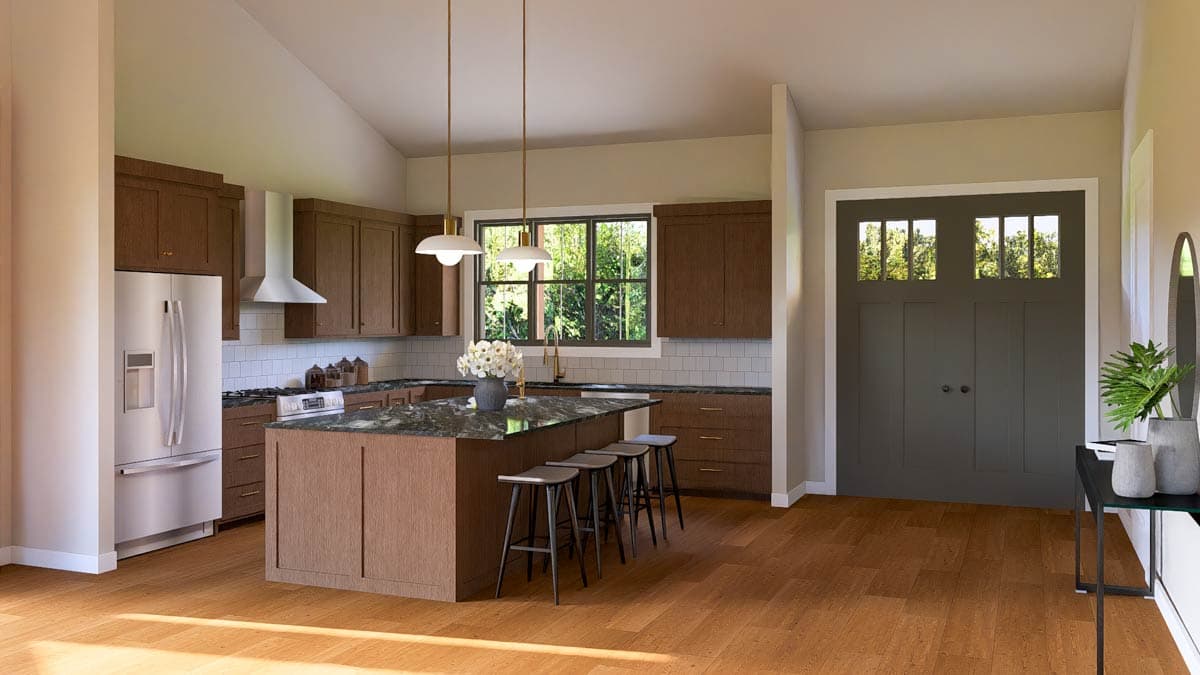 Plan 135365GRA: Expansive Rustic Farmhouse Ranch Walkout Home with Wrap-Around Porch & 4-Car Garage - Image #7 - Barndominium, Farmhouse
