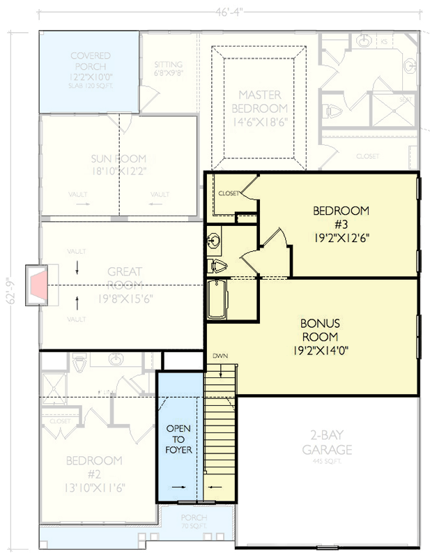 Plan 29931RL: Charmed Craftsman House Plan with Sunroom and Bonus Space - Floor Plan - 2nd Floor - Craftsman