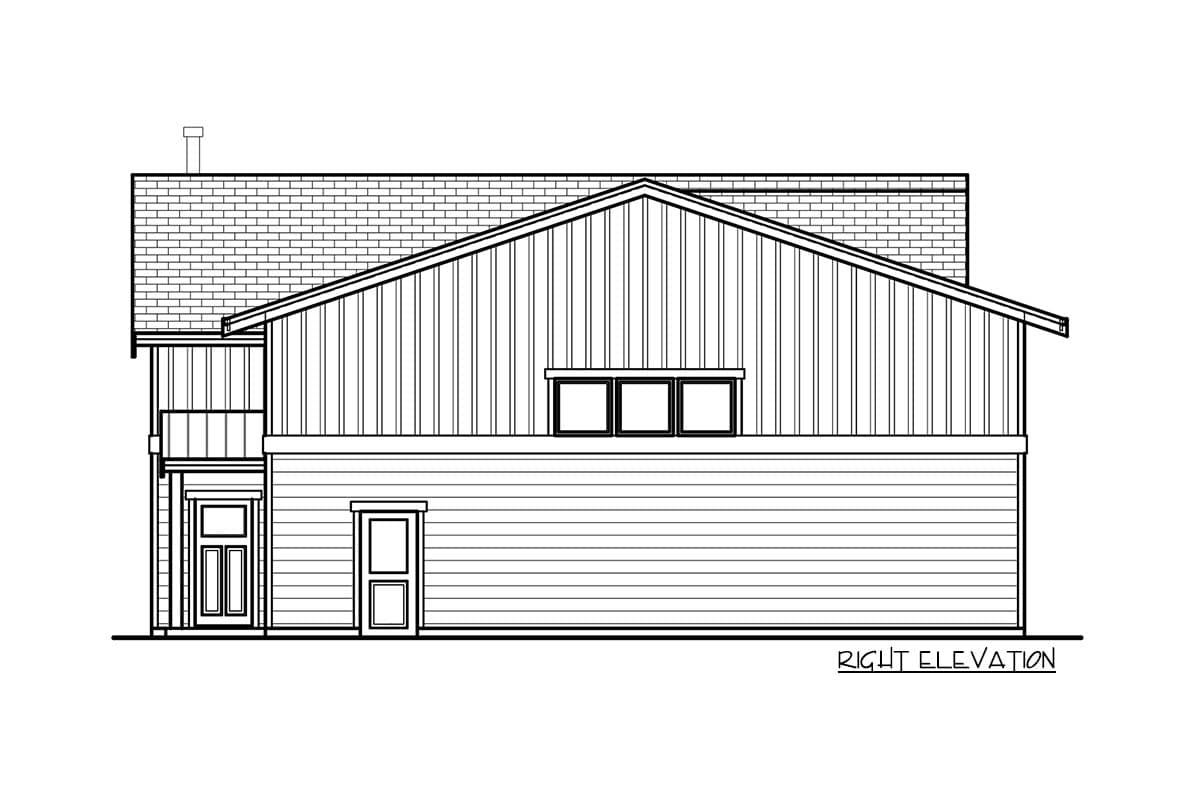 Plan 280243JWD: 3-Bed Barndo-Style Modern Farmhouse with Oversized Workshop Garage - 1586 Sq Ft - Image #6 - Barndominium, Carriage, Modern Farmhouse, New American
