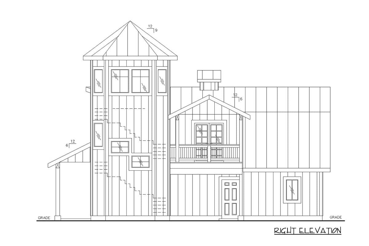 Plan 350141GH: Contemporary Farmhouse Plan with Tower and Loft - Image #5 - Farmhouse