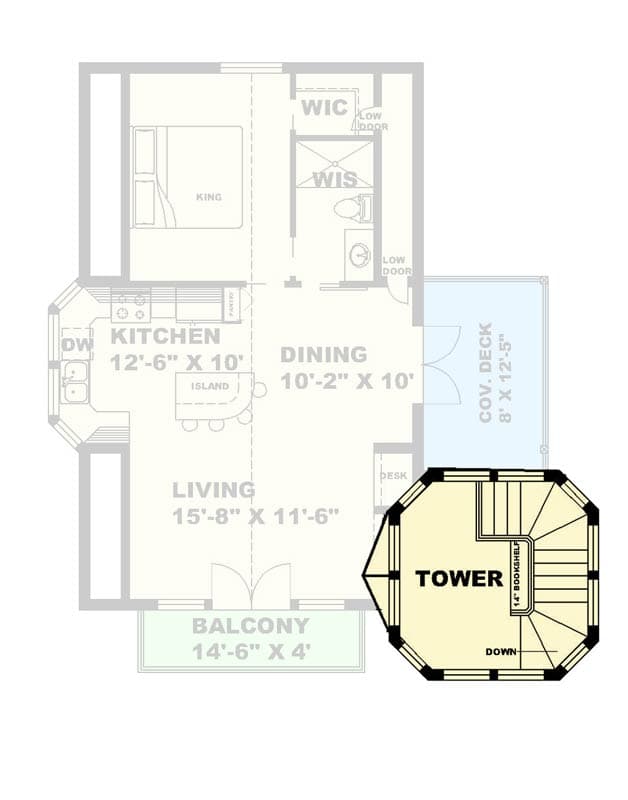 Plan 350141GH: Contemporary Farmhouse Plan with Tower and Loft - Floor Plan - Upper Tower Level - Farmhouse