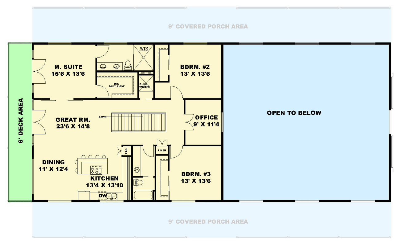 Plan 350144GH: Spacious Barndominium with Dual Master Suites and Expansive Garage - Floor Plan - 2nd Floor - Barndominium