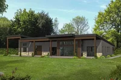 Modern Ranch with Expansive Garage and Patio Spaces