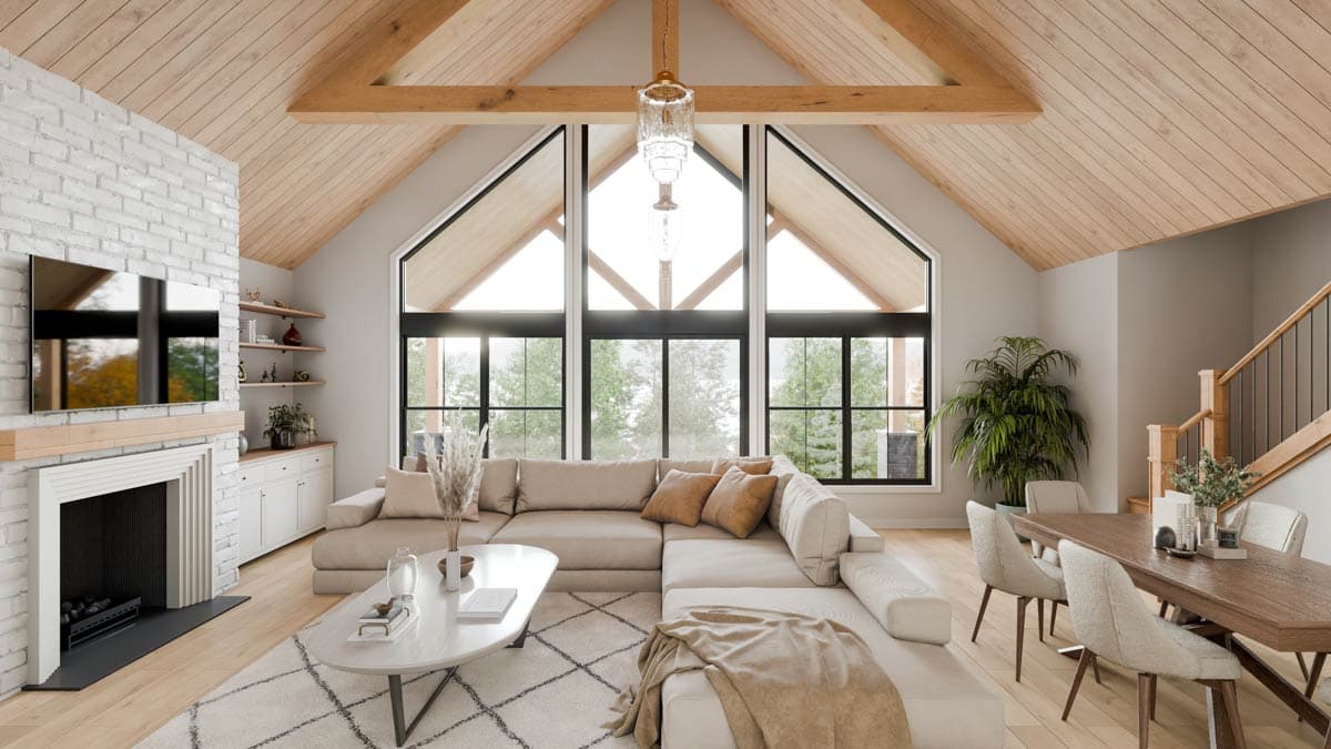 Plan 911058JVD: 2-Bed Modern Farmhouse with Vaulted Living and 3-Car Garage - Image #8 - Modern Farmhouse, New American