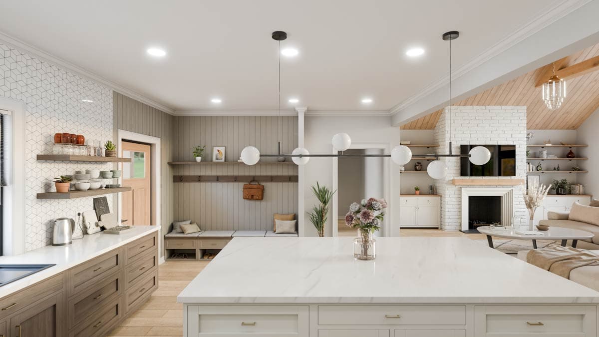 Plan 911058JVD: 2-Bed Modern Farmhouse with Vaulted Living and 3-Car Garage - Image #6 - Modern Farmhouse, New American