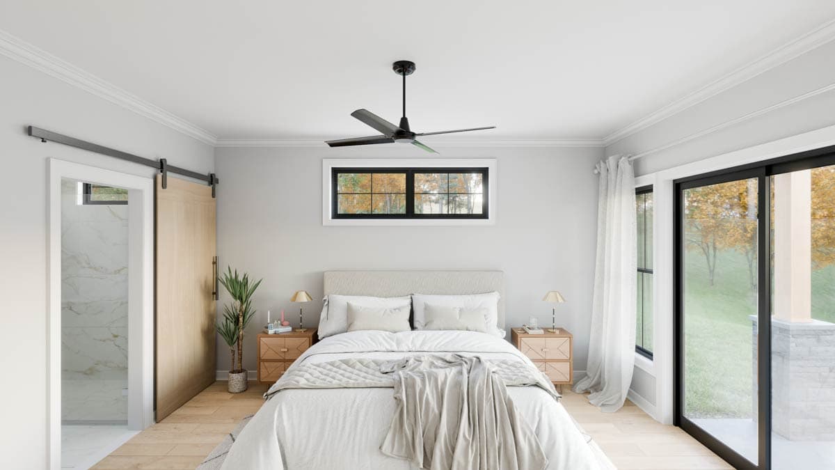 Plan 911058JVD: 2-Bed Modern Farmhouse with Vaulted Living and 3-Car Garage - Image #13 - Modern Farmhouse, New American