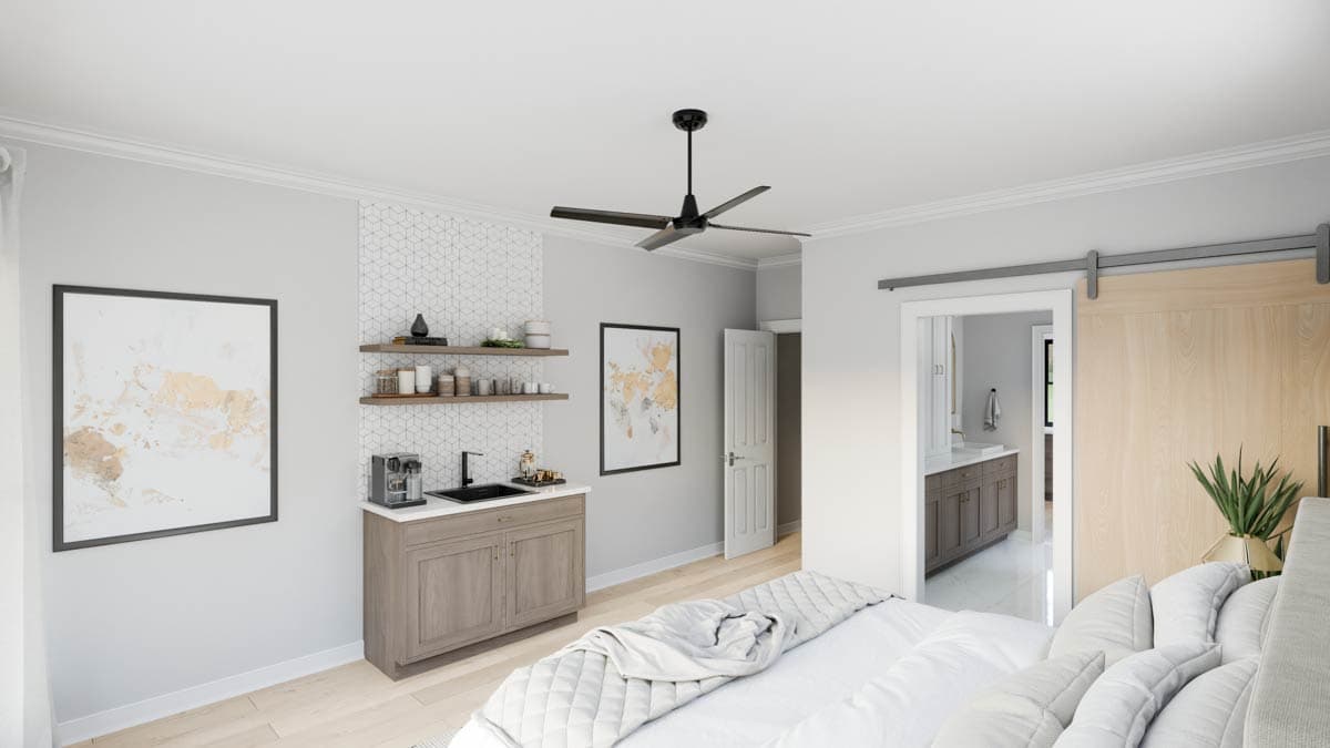 Plan 911058JVD: 2-Bed Modern Farmhouse with Vaulted Living and 3-Car Garage - Image #14 - Modern Farmhouse, New American