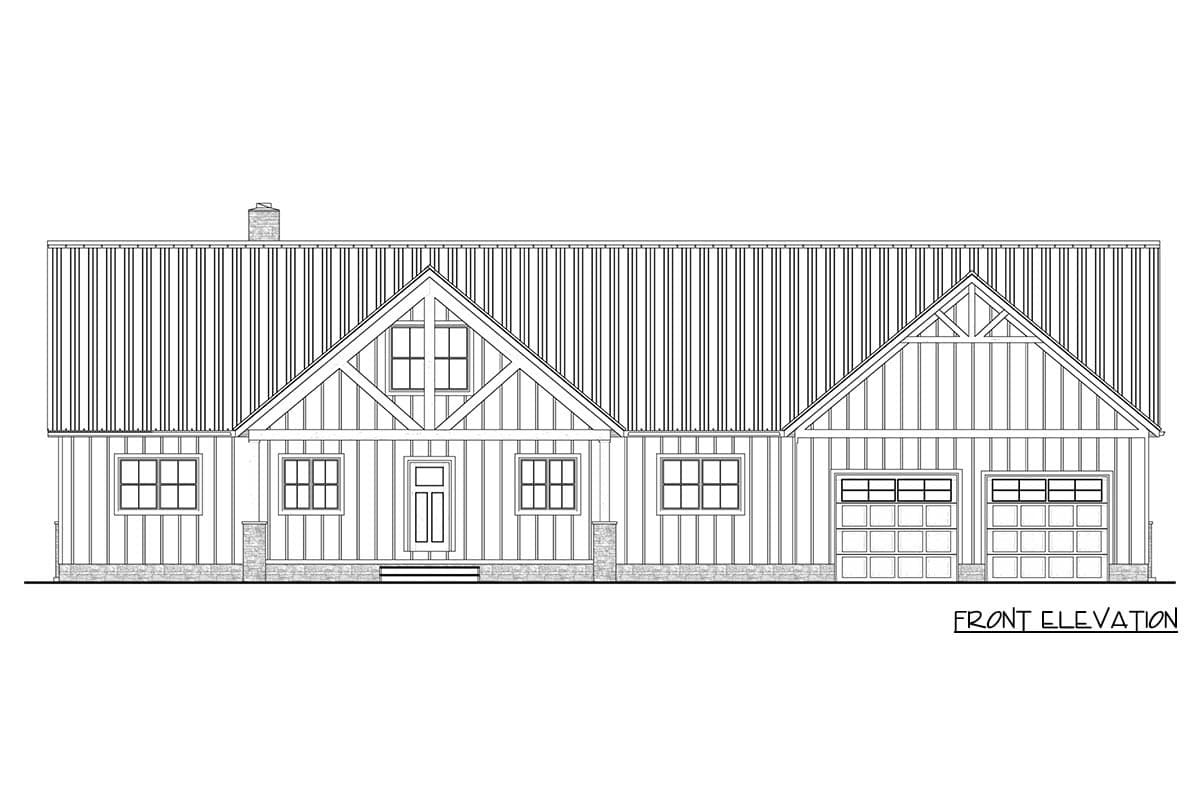 Plan 911058JVD: 2-Bed Modern Farmhouse with Vaulted Living and 3-Car Garage - Image #23 - Modern Farmhouse, New American