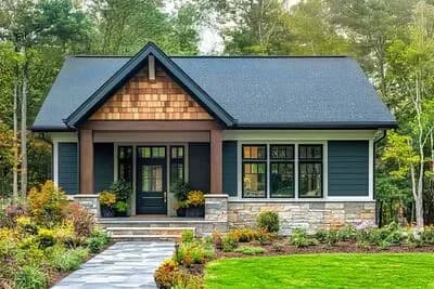 Charming Gable-Roof Cottage House Plan with  Rear Porch