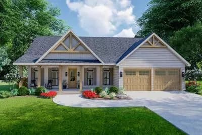 Charming Craftsman House Plan with Split Bedroom Design